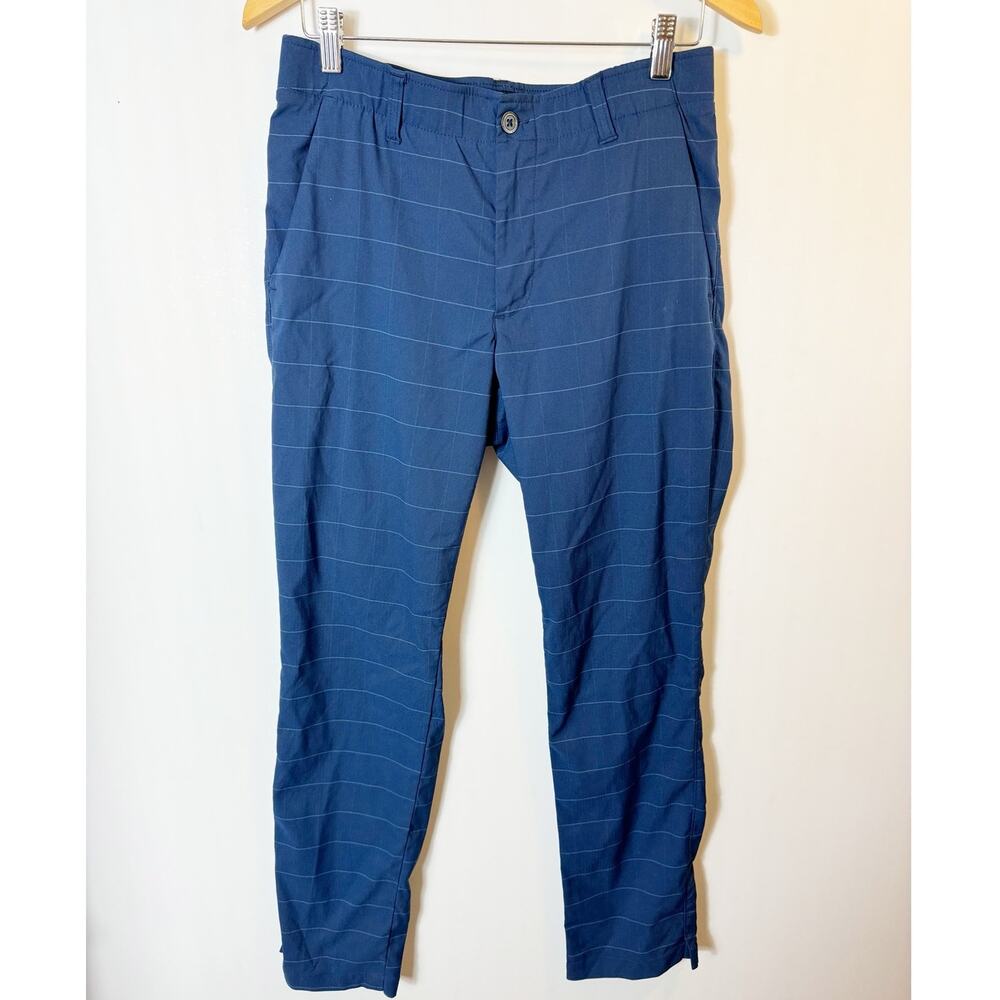 Under Armour Men's Performance Golf Pants Windowpane Striped 32x32 Navy Blue